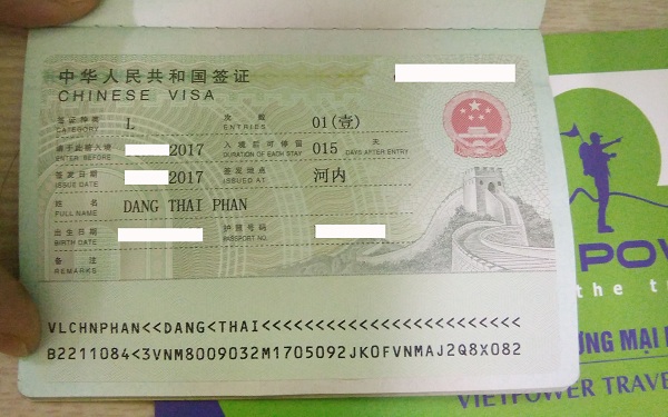 Chúc mừng visa Trung Quốc